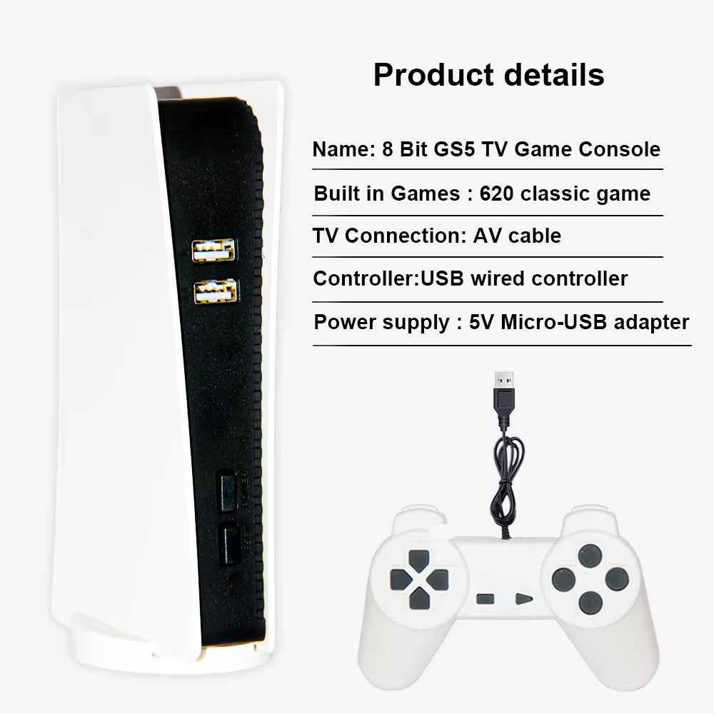 GS5 Video Game Console Mini TV Handhel Game Console Wired Gamepads Video Game 620 Retro Game HD Output Two-Player
