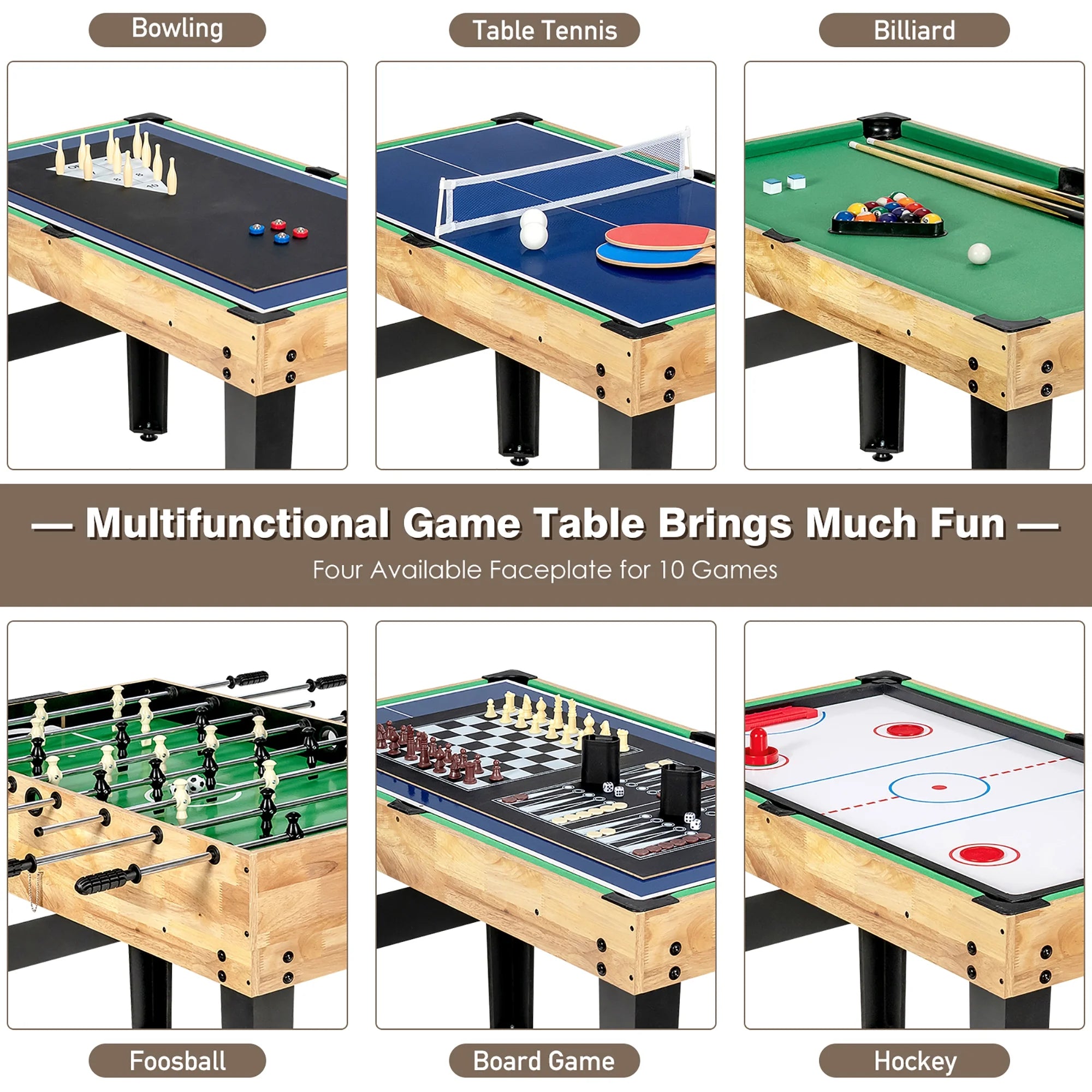 10-In-1 Combo Game Table Set, Multi Game Table for Home, Game Room