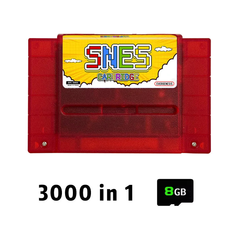 3000 in 1 V12 SNES Game Card with 8GB TF Card SFC Game Cartridge for SFC Super Famicom US Game Console Game Accessories