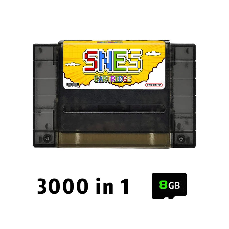 3000 in 1 V12 SNES Game Card with 8GB TF Card SFC Game Cartridge for SFC Super Famicom US Game Console Game Accessories