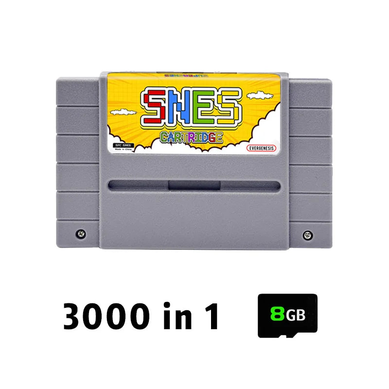 3000 in 1 V12 SNES Game Card with 8GB TF Card SFC Game Cartridge for SFC Super Famicom US Game Console Game Accessories
